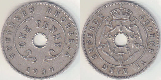 1939 Southern Rhodesia Penny A005312